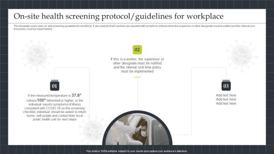 Strategic Playbook Sustaining Business During Pandemic On Site Health Screening Protocol Brochure PDF Strategic Playbook Sustaining Business During Pandemic On Site Health Screening Protocol Brochure PDF