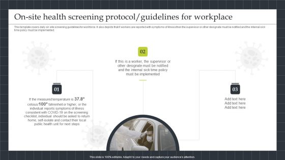 Strategic Playbook Sustaining Business During Pandemic On Site Health Screening Protocol Brochure PDF