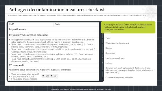 Strategic Playbook Sustaining Business During Pandemic Pathogen Decontamination Pictures PDF