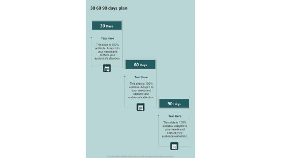 Strategic Project Plan And Administration Proposal 30 60 90 Days Plan One Pager Sample Example Document