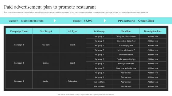 Strategic Promotional Guide For Restaurant Business Advertising Paid Advertisement Plan To Promote Restaurant Clipart PDF Strategic Promotional Guide For Restaurant Business Advertising Paid Advertisement Plan To Promote Restaurant Clipart PDF