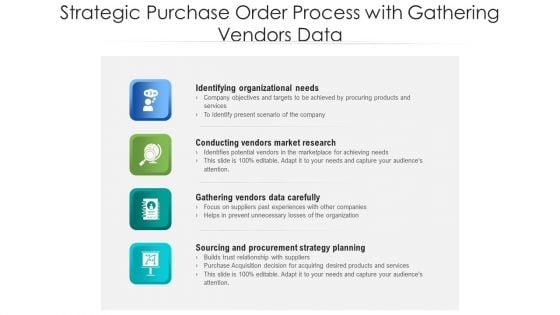 Strategic Purchase Order Process With Gathering Vendors Data Ppt PowerPoint Presentation Styles Portfolio PDF