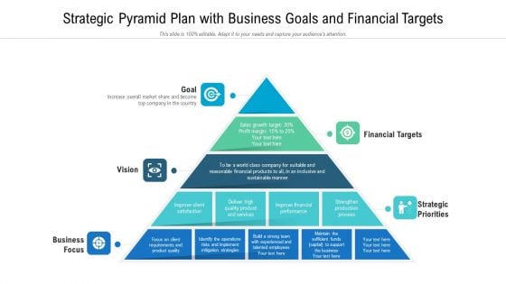 Strategic Pyramid Plan With Business Goals And Financial Targets Ppt Summary Example PDF