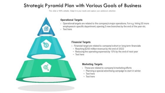 Strategic Pyramid Plan With Various Goals Of Business Ppt Inspiration Template PDF