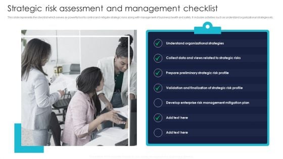 Strategic Risk Assessment And Management Checklist Mockup PDF