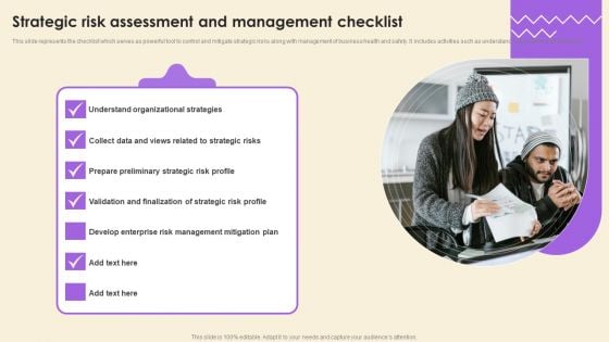 Strategic Risk Assessment And Management Checklist Sample PDF