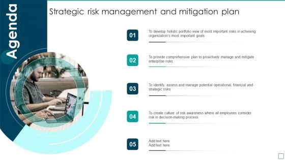 Strategic Risk Management And Mitigation Plan Agenda Slides PDF Strategic Risk Management And Mitigation Plan Agenda Slides PDF