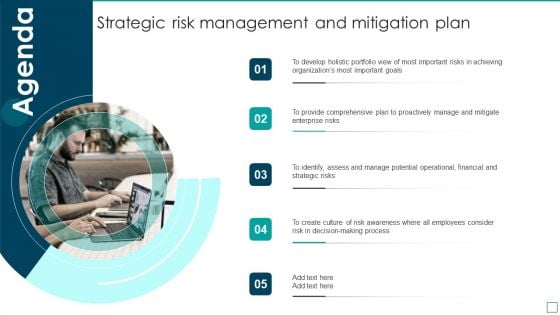 Strategic Risk Management And Mitigation Plan Agenda Slides PDF