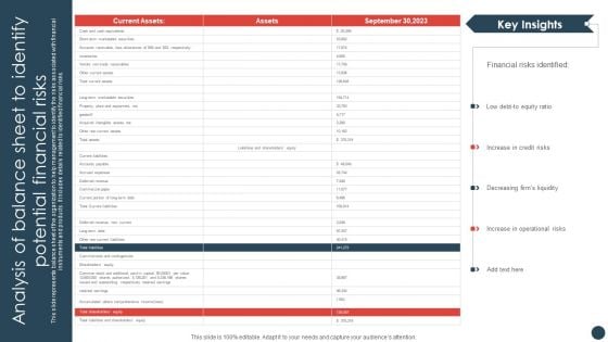 Strategic Risk Management Plan Analysis Of Balance Sheet To Identify Potential Financial Risks Information PDF