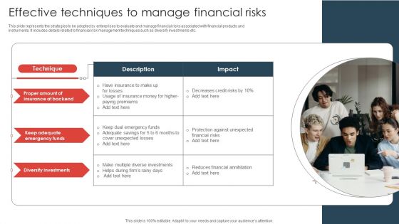 Strategic Risk Management Plan Effective Techniques To Manage Financial Risks Professional PDF