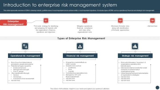 Strategic Risk Management Plan Introduction To Enterprise Risk Management System Elements PDF