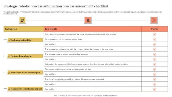 Strategic Robotic Process Automation Process Assessment Checklist Microsoft PDF