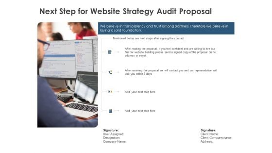 Strategic SEO Audit Next Step For Website Strategy Audit Proposal Elements PDF