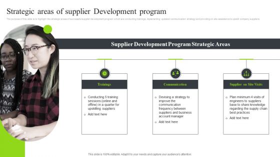 Strategic Sourcing And Supplier Quality Strategic Areas Of Supplier Development Program Guidelines PDF