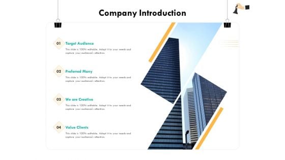 Strategic Sourcing For Better Procurement Value Company Introduction Ppt Slides Visual Aids PDF