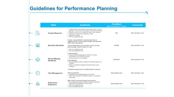 Strategic Talent Management Guidelines For Performance Planning Ppt PowerPoint Presentation Show Aids PDF