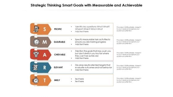 Strategic Thinking Smart Goals With Measurable And Achievable Ppt PowerPoint Presentation File Slide Portrait PDF