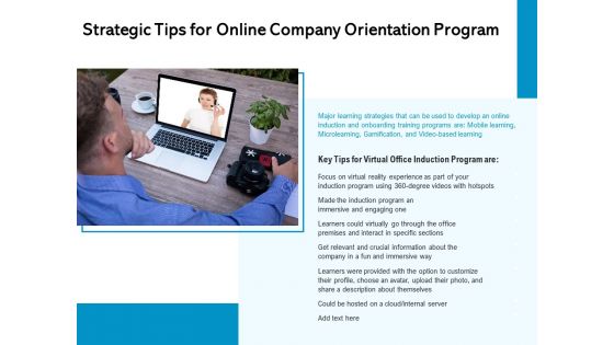 Strategic Tips For Online Company Orientation Program Ppt PowerPoint Presentation File Visuals PDF