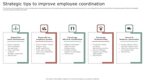 Strategic Tips To Improve Employee Coordination Background PDF