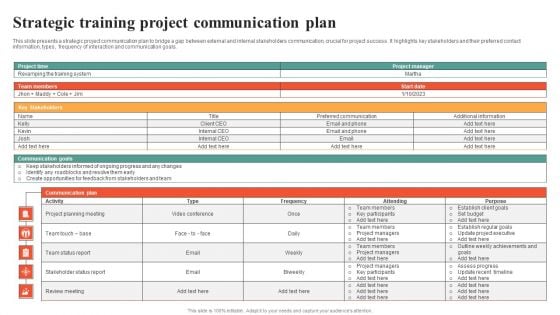 Strategic Training Project Communication Plan Guidelines PDF