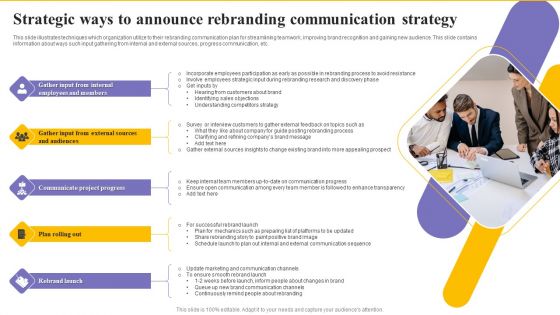 Strategic Ways To Announce Rebranding Communication Strategy Clipart PDF