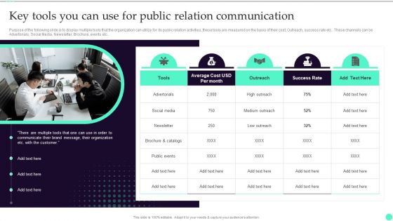 Strategies And Guide To Create Crisis Key Tools You Can Use For Public Relation Infographics PDF