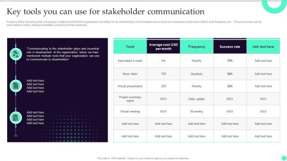 Strategies And Guide To Create Crisis Key Tools You Can Use For Stakeholder Communication Graphics PDF