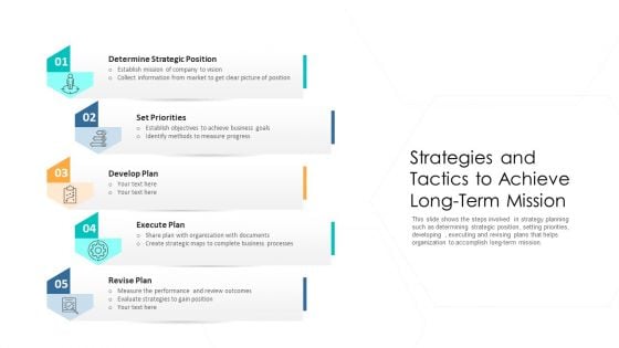 Strategies And Tactics To Achieve Long Term Mission Ppt Outline Show PDF