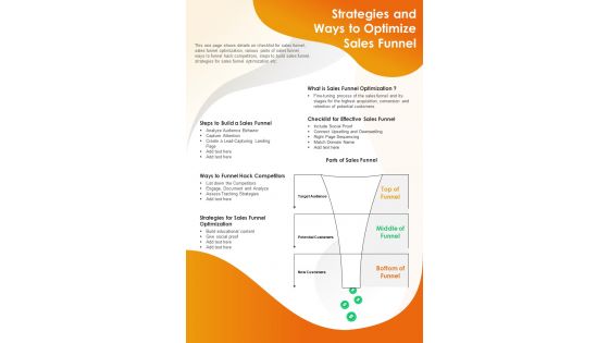 Strategies And Ways To Optimize Sales Funnel PDF Document PPT Template Strategies And Ways To Optimize Sales Funnel PDF Document PPT Template