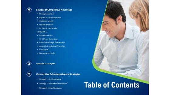 Strategies Distinguish Nearest Business Rivals Table Of Contents Ppt File Slides PDF