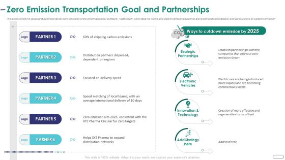 Strategies Envr Onmental Operational Challenges Zero Emission Transportation Goal And Partnerships Summary PDF