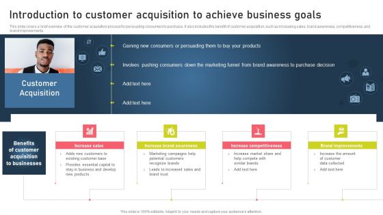 Strategies For Acquiring Online And Offline Clients Introduction To Customer Acquisition To Achieve Business Goals Portrait PDF