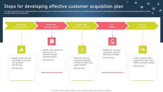 Strategies For Acquiring Online And Offline Clients Steps For Developing Effective Customer Acquisition Plan Introduction PDF