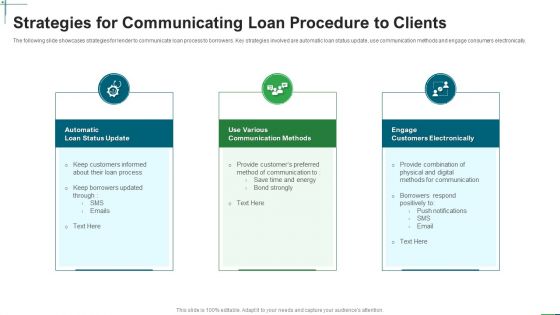 Strategies For Communicating Loan Procedure To Clients Ppt Show Graphic Images PDF Strategies For Communicating Loan Procedure To Clients Ppt Show Graphic Images PDF