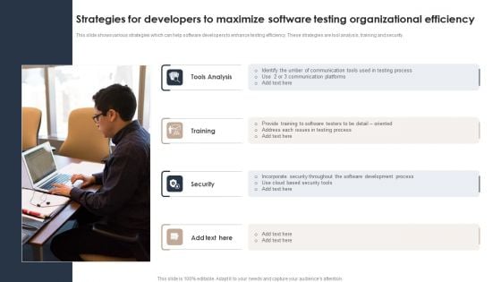 Strategies For Developers To Maximize Software Testing Organizational Efficiency Template PDF