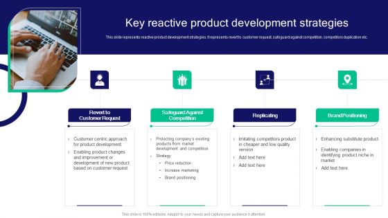 Strategies For Effective Product Key Reactive Product Development Strategies Icons PDF