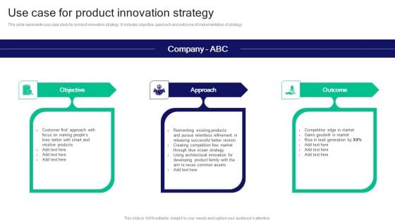 Strategies For Effective Product Use Case For Product Innovation Strategy Summary PDF