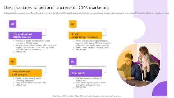 Strategies For Implementing CPA Marketing Best Practices To Perform Successful CPA Marketing Template PDF