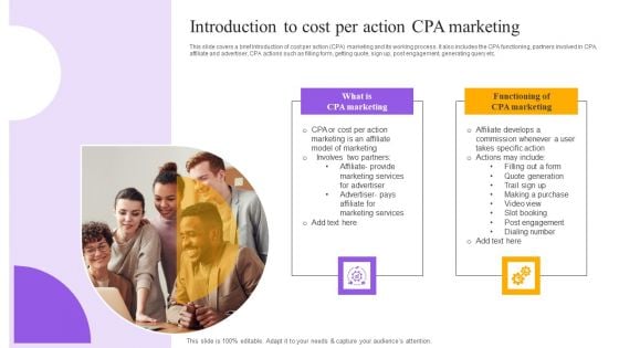 Strategies For Implementing CPA Marketing Introduction To Cost Per Action CPA Marketing Sample PDF