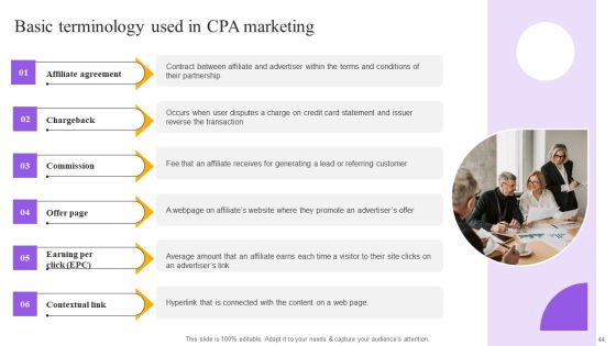 Strategies For Implementing Cpa Marketing Ppt PowerPoint Presentation Complete Deck With Slides Slide44