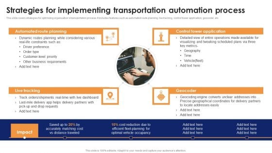 Strategies For Implementing Transportation Automation Process Pictures PDF