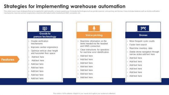 Strategies For Implementing Warehouse Automation Optimizing Automated Supply Chain And Logistics Formats PDF