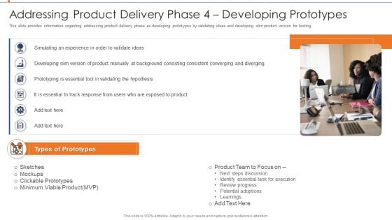 Strategies For Improving Product Discovery Addressing Product Delivery Phase 4 Developing Prototypes Slides PDF