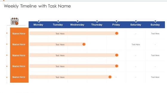 Strategies For Improving Product Discovery Weekly Timeline With Task Name Graphics PDF