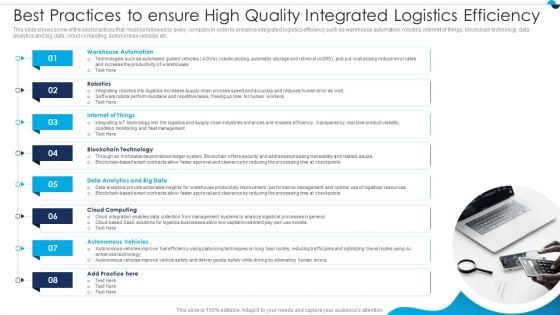 Strategies For Integrated Logistics Management Enhancing Order Efficiency Best Practices To Ensure Ideas PDF