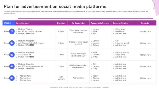 Strategies For Marketing Plan For Advertisement On Social Media Platforms Brochure PDF Strategies For Marketing Plan For Advertisement On Social Media Platforms Brochure PDF