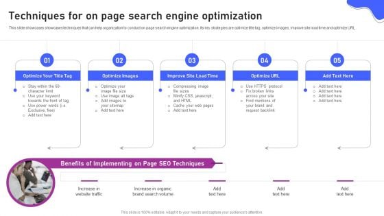 Strategies For Marketing Techniques For On Page Search Engine Optimization Information PDF