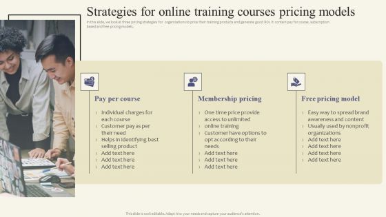 Strategies For Online Training Courses Pricing Models Diagrams PDF