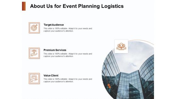 Strategies For Organizing Events About Us For Event Planning Logistics Ppt PowerPoint Presentation Icon Rules PDF