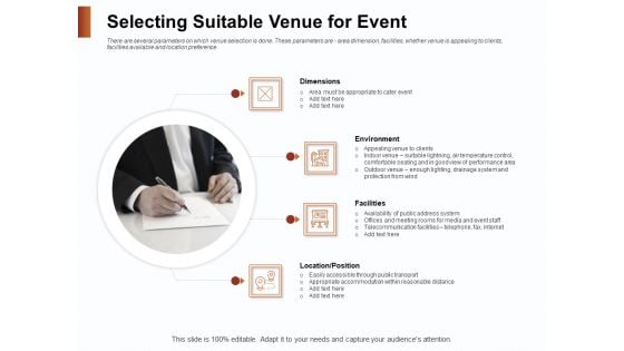 Strategies For Organizing Events Selecting Suitable Venue For Event Ppt File Display PDF